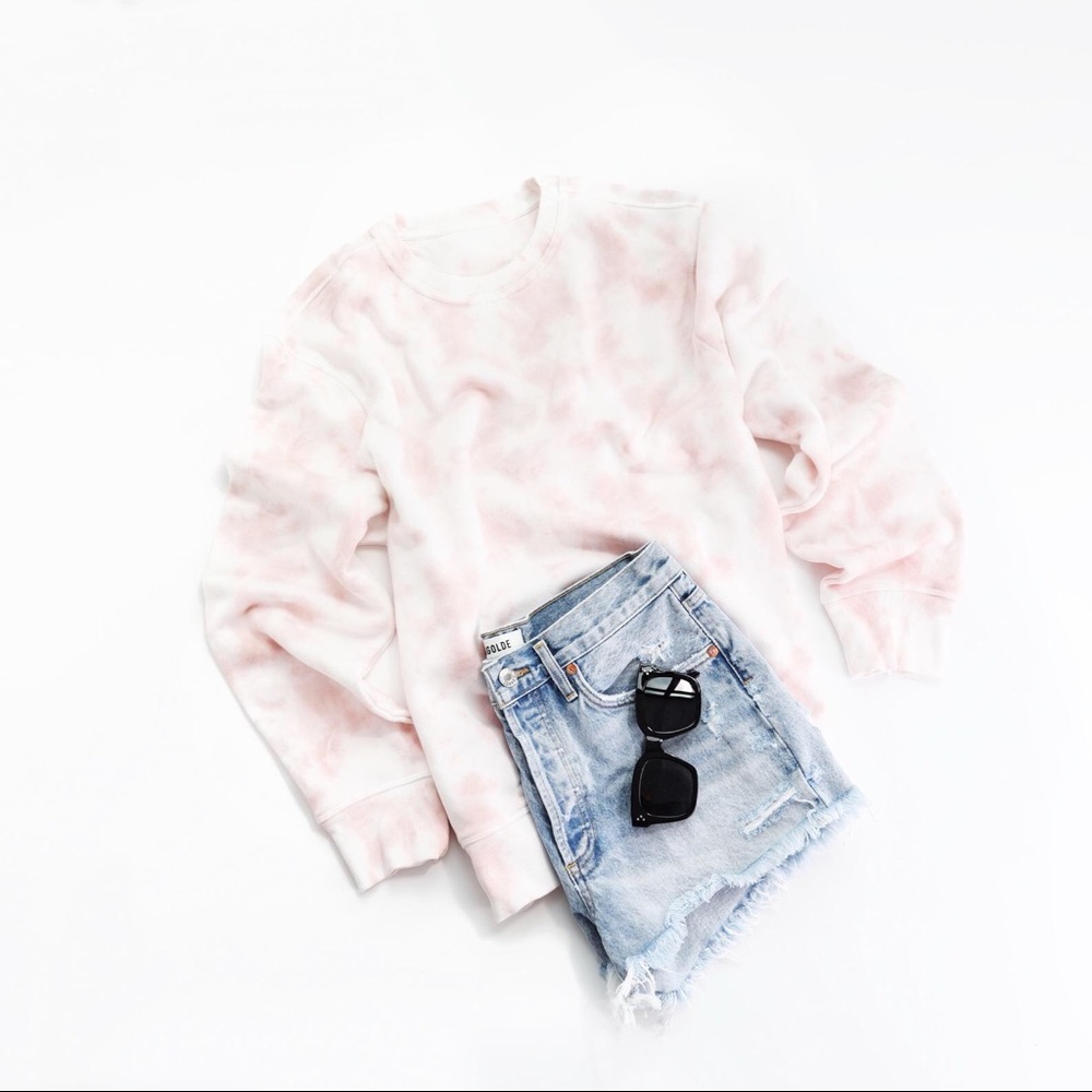 Blush Rose Color Tie Dye Crewneck Sweatshirt